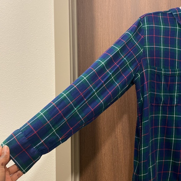 Gap Factory Blue/Green Plaid Boyfriend Fit Drapey Flannel Shirt Size Large - Picture 6 of 15